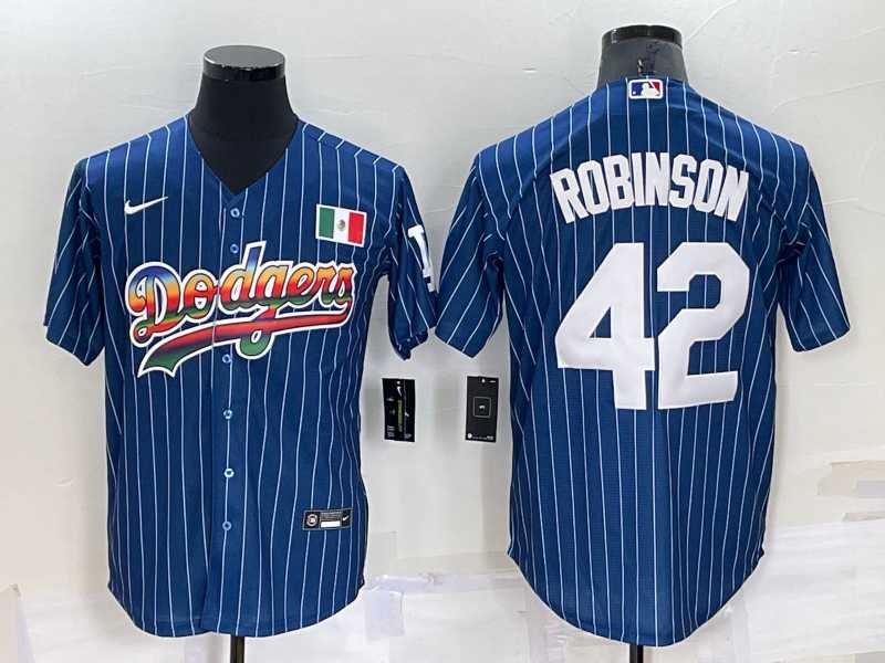 Los Angeles Dodgers #42 Jackie Robinson Rainbow Blue Red Pinstripe Mexico Cool Base Nike Jersey,We sell and wholesale Los Angeles Dodgers #42 Jackie Robinson Rainbow Blue Red Pinstripe Mexico Cool Base Nike Jersey on line form chian!